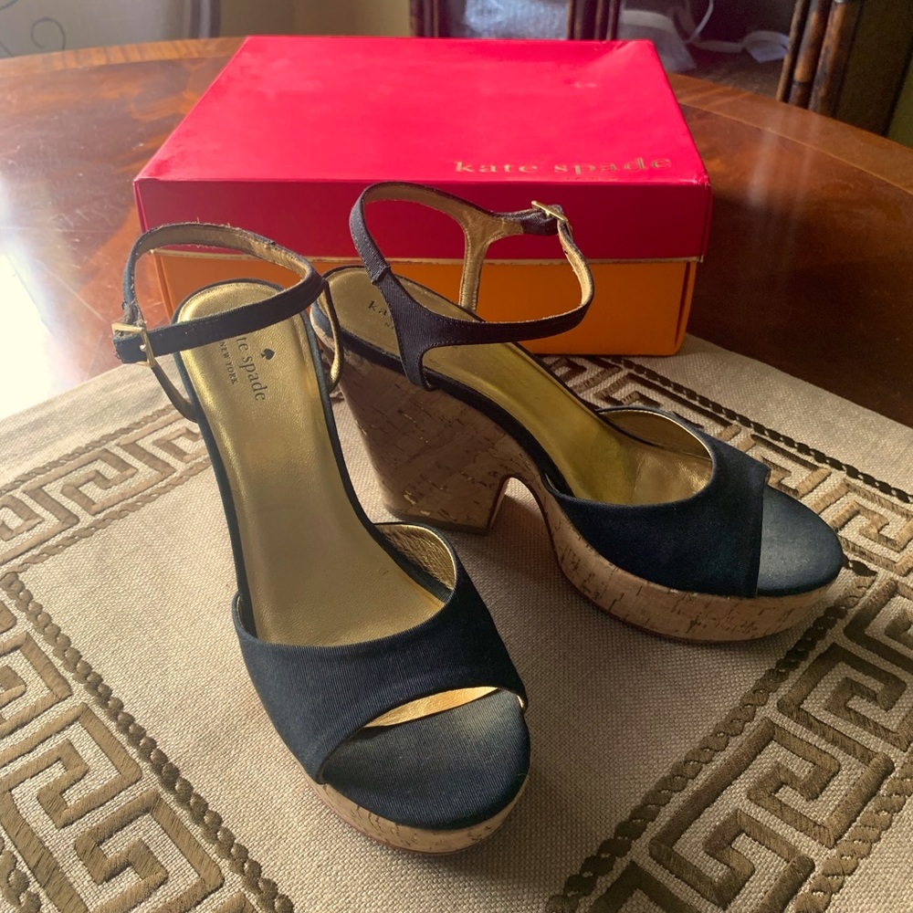 Kate Spade Wedge Platform Sandals Black